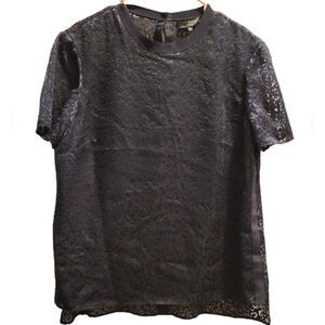 Ted Baker Navy Cheetah Animal Print Velvet Burnout Blouse Top 10US or 4